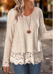 Skin Color Fake 2in1 Long Sleeve T Shirt | thumb picture 