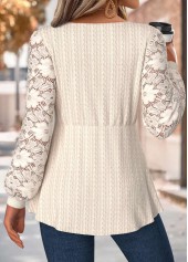 Beige Tummy Coverage Long Sleeve Round Neck T Shirt | thumb picture 