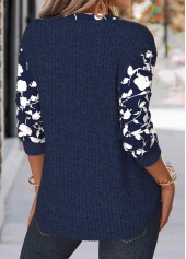 Navy Tummy Coverage Floral Print Long Sleeve Sweatshirt | thumb picture 