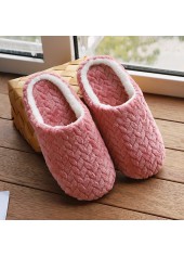 Pink Closed Toe Falt Tweed Slippers