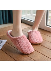 Pink Closed Toe Falt Tweed Slippers | thumb picture 