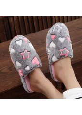 Dark Grey Heart Print Closed Toe Falt Slippers | thumb picture 