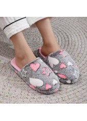 Dark Grey Heart Print Closed Toe Falt Slippers | thumb picture 