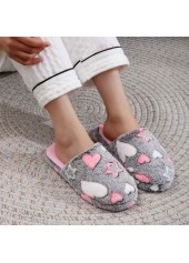 Dark Grey Heart Print Closed Toe Falt Slippers | thumb picture 