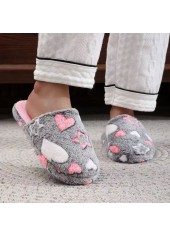 Dark Grey Heart Print Closed Toe Falt Slippers | thumb picture 