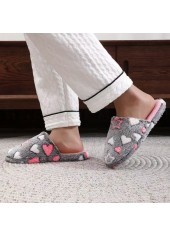 Dark Grey Heart Print Closed Toe Falt Slippers | thumb picture 