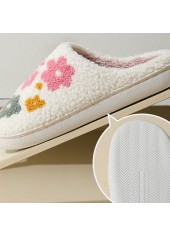 White Floral Print Closed Toe Falt Slippers | thumb picture 