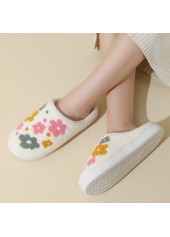 White Floral Print Closed Toe Falt Slippers | thumb picture 