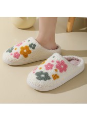White Floral Print Closed Toe Falt Slippers | thumb picture 