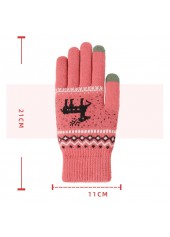 Christmas Dusty Pink Elk Print Wrist Warming Gloves