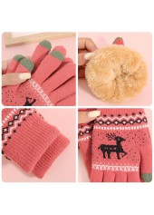 Christmas Dusty Pink Elk Print Wrist Warming Gloves