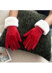 Christmas Red Wrist Warming Full Finger Gloves