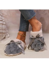 Grey Closed Toe Tweed Falt Slippers | thumb picture 