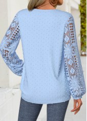 Light Blue Tummy Coverage Long Sleeve Split Neck Blouse | thumb picture 
