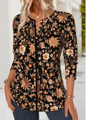 Black Tummy Coverage Tribal Print Long Sleeve Blouse | thumb picture 