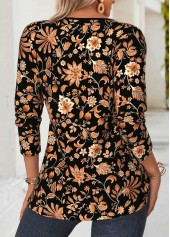 Black Tummy Coverage Tribal Print Long Sleeve Blouse | thumb picture 