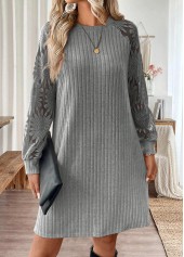 Light Grey Tummy Coverage Short Long Sleeve Dress | thumb picture 