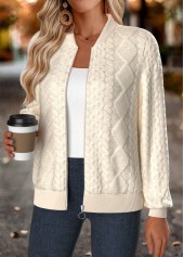 Beige Tummy Coverage Long Sleeve Stand Collar Jacket | thumb picture 