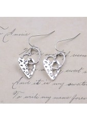 Silver Heart Design Hollow Alloy Earrings