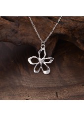Silver Alloy Floral Earrings and Necklace