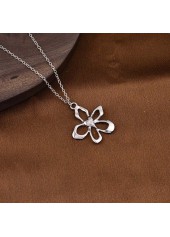 Silver Alloy Floral Earrings and Necklace