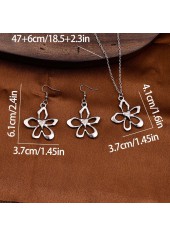 Silver Alloy Floral Earrings and Necklace