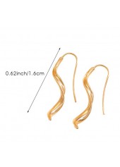 Golden Geometric Irregular Design Copper Earrings | thumb picture 