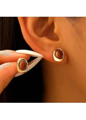 Golden Tiger Eye Stone Alloy Earrings