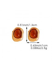 Golden Tiger Eye Stone Alloy Earrings | thumb picture 