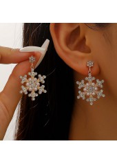 Christmas Golden Pearl Snowflake Alloy Earrings