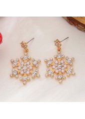 Christmas Golden Pearl Snowflake Alloy Earrings