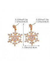 Christmas Golden Pearl Snowflake Alloy Earrings