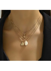 Layered Golden Shell Alloy Necklace Set