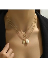Layered Golden Shell Alloy Necklace Set | thumb picture 