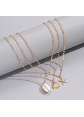 Layered Golden Shell Alloy Necklace Set | thumb picture 