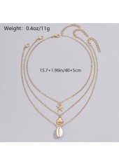 Layered Golden Shell Alloy Necklace Set | thumb picture 