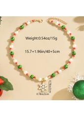 Christmas Golden Beaded Snowflake Alloy Necklace | thumb picture 