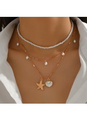 Golden Color Shell Pearl Detail Necklace