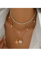 Golden Color Shell Pearl Detail Necklace | thumb picture 