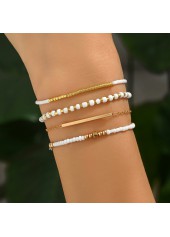 Golden Beaded Design Chain Bracelet Set