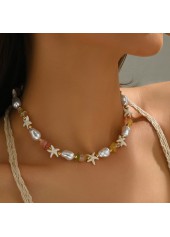 Golden Starfish Irregular Pearl Beaded Necklace | thumb picture 