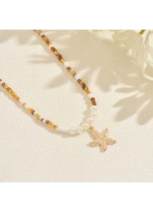 Golden Starfish Pearl Beaded Design Necklace