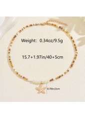 Golden Starfish Pearl Beaded Design Necklace