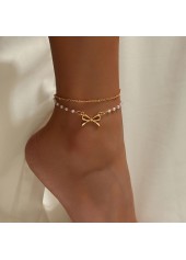 Golden Color Bow Alloy Detail Anklet | thumb picture 