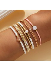 Golden Pearl Crystal Beaded Bracelet Set