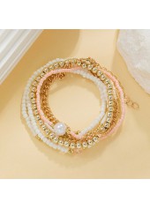 Golden Pearl Crystal Beaded Bracelet Set | thumb picture 