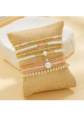 Golden Pearl Crystal Beaded Bracelet Set | thumb picture 