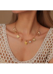 Golden Shell Starfish Pearl Alloy Necklace