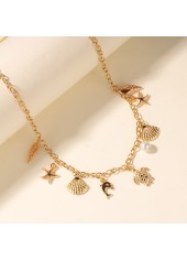 Golden Shell Starfish Pearl Alloy Necklace | thumb picture 