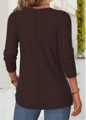 Dark Coffee Patchwork Floral Print Long Sleeve T Shirt | thumb picture 